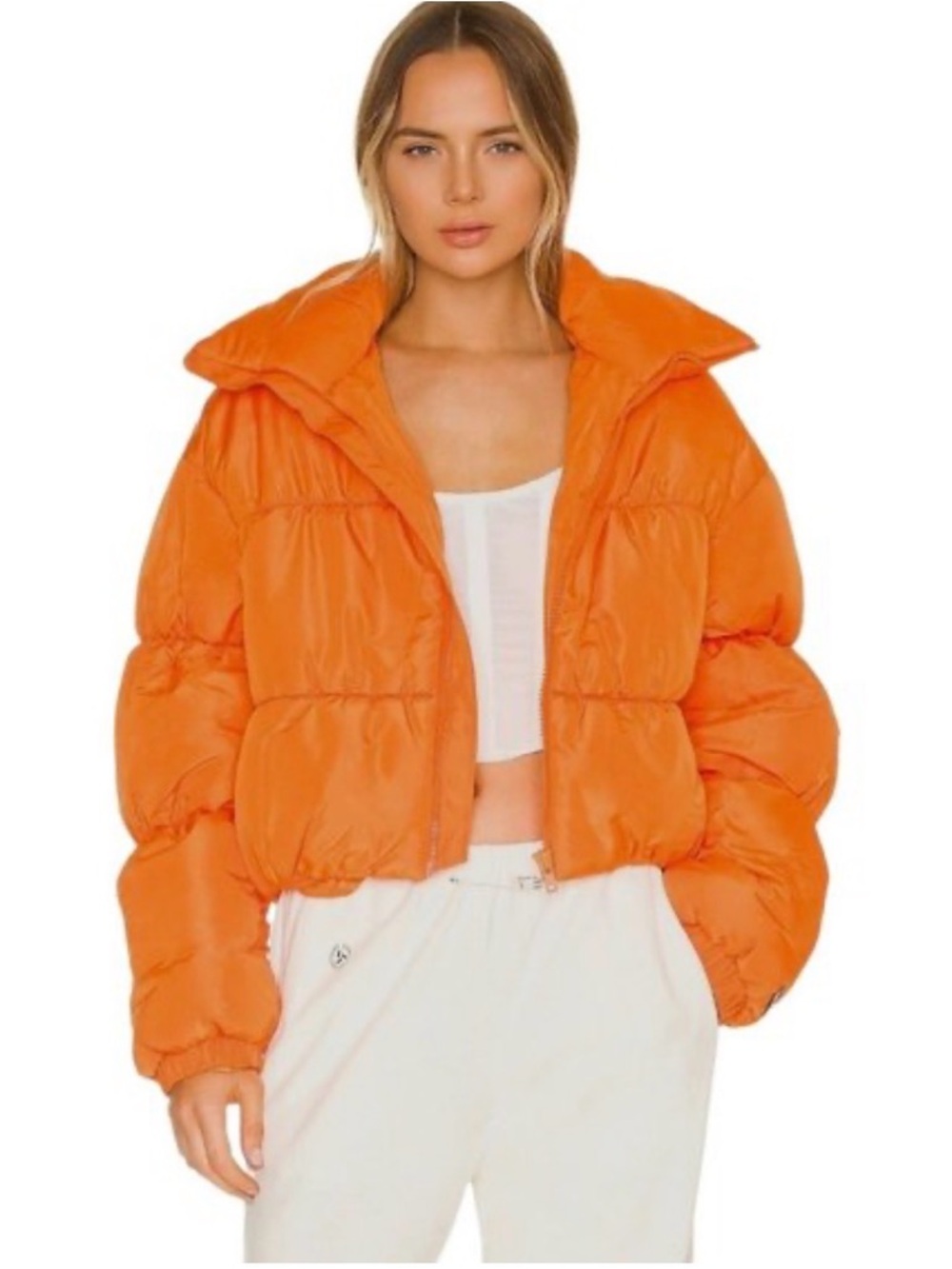 By DYLN Orange Cropped Puffer Jacket XS Oxford Style Streetwear